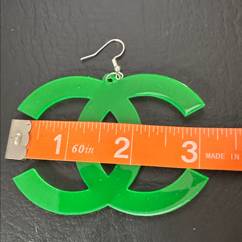 Streetwear Fashion Neon Green Earrings - Picture 4 of 9